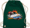 Turnbeutel Rucksack - Hot Wheels Tasche - 8-Bit Logo - Unisize - Dunkelgrün - umhängebeutel stoff turn beutel uni baumwolle kinder turnsack beuteltasche beutelrucksäcke sportbeutel stoffsackerl