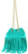 modamoda de T244 Damen Schultertasche Wildleder mit Fransen und Goldkette handmade in Italy, Farbe:Türkis_1