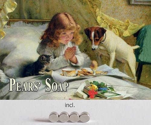 Metall Schild 20x30cm mit 4 Magneten Pears Soap Mädchen Katze Hund Seife Blechschild