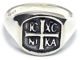 Herrenring aus echtem Sterlingsilber IC XC NI KA Jesus Christus Gewinner gestempelt 925