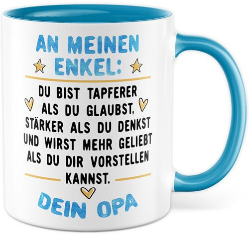 Opa Enkel Tasse Geschenk Kaffeetasse Großvater Geschenkidee Motivations-Spruch Kaffee-Becher Inspiration Geburtstag Weihnachten Enkelkind Enkelsohn Opi