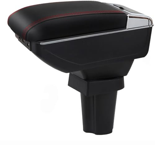 YJYWZH für Peugeot 1007 Armlehnen Mittelarmlehne mit Ablagefach und Getrankehalter Autozubehör Konsole Armauflage Schwarz