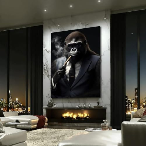 Blue Booms Cool Smoking Gorilla Poster 100x150 Ohne Rahmen