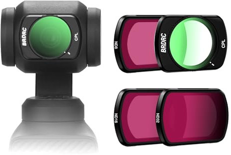 BRDRC ND-Filter-Set für DJI Osmo Pocket 3, 4 Stück, CPL ND8 ND16 ND32 Objektivfilter für DJI Osmo Pocket 3 Creator Combo Kamerazubehör
