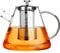 Glass Teapot （ 1500ml,52oz ） Stovetop Safe Tea Kettle with Stainless Steel Infuser Borosilicate Glass Clear Tea Pot Maker for Loose Leaf Tea Juice Beverage Hot/Iced Water