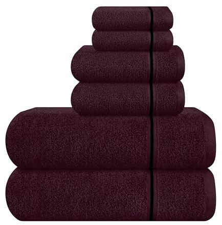 MyOwn Ultra Soft 6er-Pack Baumwoll-Handtuch-Set, enthält 2 übergroße Badetücher 70 x 140 cm, 2 Handtücher 40 x 60 cm und 2 Waschbetten 30 x 30 cm, Burgunderrot
