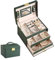 OhhGo Jewellery Box for Women, High- End PU Leather Mirror Jewellery Boxes with 2 Drawers, Lock Jewelry Storage, for Women’s Necklace Earrings Rings Bracelet