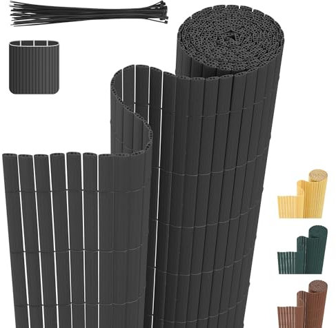 Cecaylie Canisse en PVC,Gris Brise Vue Balcon Renfort en 3 Poids, Anti-moisissure et Facile d'entretien - Renforcé - Forte intimité pour Jardin, Balcon, terrasse(100 * 500cm)