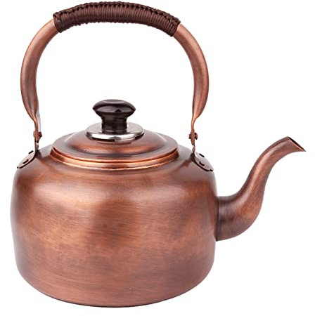 FUYAO Vintage Copper Tea Kettle For Stove Top Whistling Tea Pots Teapot Stovetop With Brass Cool Handle 1.5mm Coffee Pots Suitable For Induction Stove Gas Stove