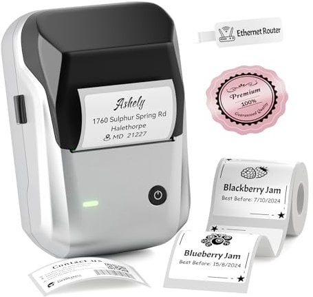 NIIMBOT B1 Bluetooth Label Maker Machine, Portable Label Printer, Large Waterproof Label, Versatile APP, 2-inch Thermal Label Printer for Clothing,Spice, Address, Barcode,Logo (Sliver)