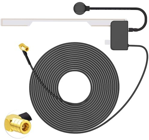 Eightwood DAB Antenne Auto FM AM SMB Digtial DAB Autoradio Antenne mit 3 Meter DAB Scheibenantenne Glass Mount für Blaupunkt Pioneer Clarion Alpine