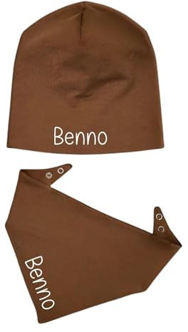 Lounis Personalisierte Baby Beanie & Wendehalstuch Set Wunschname – Individuelle Mütze & Halstuch für Neugeborene – Perfektes Geburtsgeschenk für Mädchen & Jungen – Weiche Baumwolle