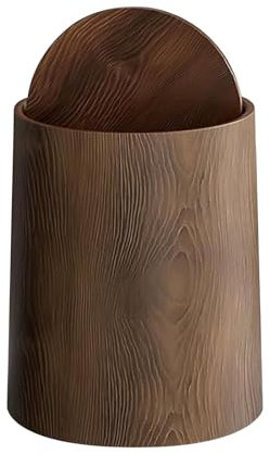 Poubelle de salle de bains avec couvercle pivotant, poubelle intérieure amovible en Imitation de Grain de bois pour le salon, Poubelle Ronde Poubelle De Cuisine Pour Chambre