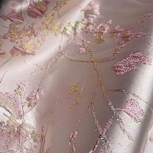 IBOWZ Tissus De Soie Tissu en Satin Brocart de Soie Jacquard drapé rétro élégant Simple Motif Prune Rose en Relief Tissu National Nouveau Style Chinois Cheongsam Robe Designer Tissu 145X50cm