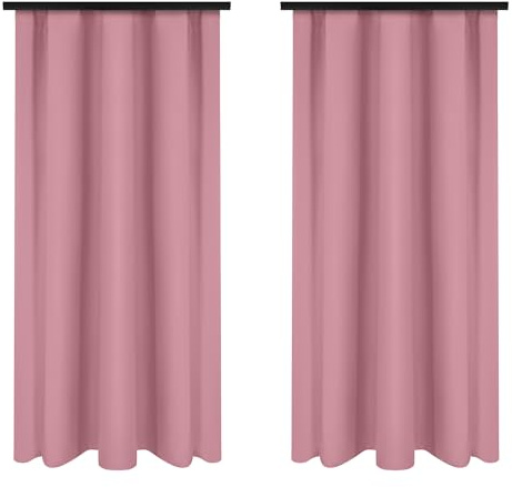 Voppi Vorhang mit Kräuselband 140 x 230 cm - 2er Set halbverdunkelnd Blickdicht rosa Fenstervorhang für Wohnzimmer Schlafzimmer Schöne Deko Vorhänge für Zuhause