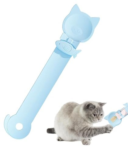 Katzenstreifen-Futterspender – Haustier-Katzenstreifen, Leckerli-Spender, Löffel, Katzensnack-Löffel, Quetschlöffel, Katzenfutterschaufel, Haustier-Katzenstreifen, Futterlöffel für kleine, mittelgroße