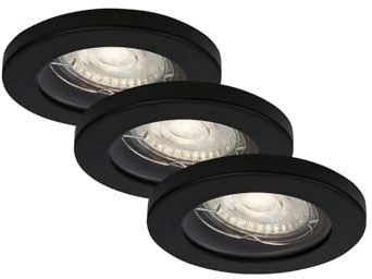 3er Set LED Einbauleuchte, Ø 8,5 cm, 5 W, 400 lm, Schwarz