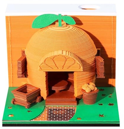 3D Calendar 2025 orange, Time Piece Calendar 2025, 3D Sticky Notes Tear Away Calendar, Art Memo Pad DIY Carving Notepad, for Home Office Decoration Gift (orange)