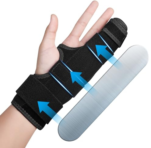 EDNYZAKRN Fingerschiene, 2-Finger-Bandage für Zeige-, Mittel-, Ring-, Kleinfinger, Behandlung von Handbrüchen (Schwarz, S/M, Links)