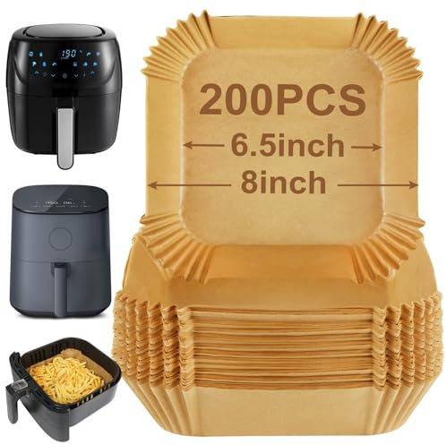 cake collar200pcs Air Fryer Liner, Airfryer Accessories, 8 Inch Air Fryer Liners Disposable, Nonstick Parchment Paper for Air Fryer, Compatible with COSORI, Russell, Tefal, Tower (Inner 6.5Inch)