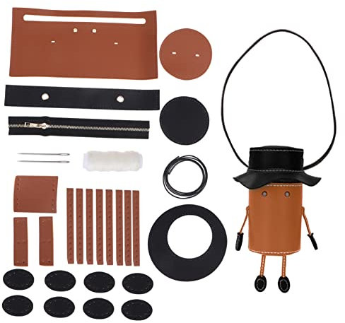 SHINEOFI 1 Satz Selbstgemachte Beuteltaschen Nähset Basic Maschine Taschengriffe Nähen selbstgemachte Selfmade Beutelherstellungsset DIY Zubehörteile PU-Leder Brown
