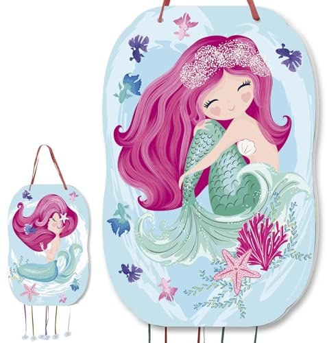 trookee Piñata für Kindergeburtstag mit Meerjungfrau, Pinata, Meerjungfrau, Dekoration für Kindergeburtstag, große Piñata, zum Befüllen mit Leckereien und Geschenken für Jungen und Mädchen, 46 x 30 cm