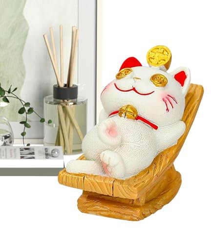 Genérico Desktop Lucky Cat, Lucky Cat Figurine | Linda decoración de Gatitos de la para la estantería | Dibujos Animados de Figura de Gato Ado Adorno Decorativo de Escritorio para el gabinete de Mesa