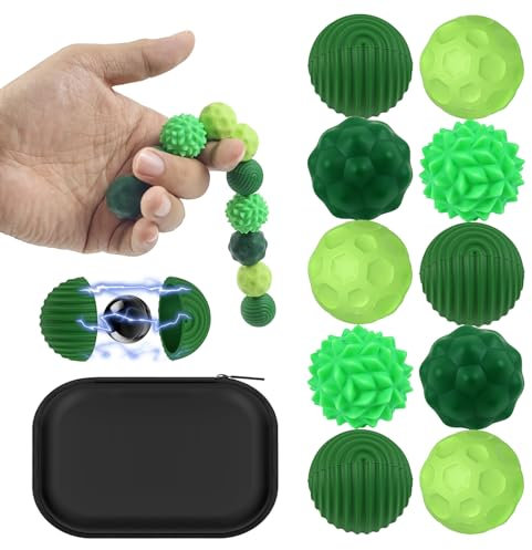 10 Stück Magnetische Fidget Toys, Magnetkugeln Stressball Silikon Sensorik Spielzeug, Magnetische Anziehungskraft Stress Bälle mit Silikonhülle, Sensory Toy, Anti-Stress Fidget Toys für Stress, Angst