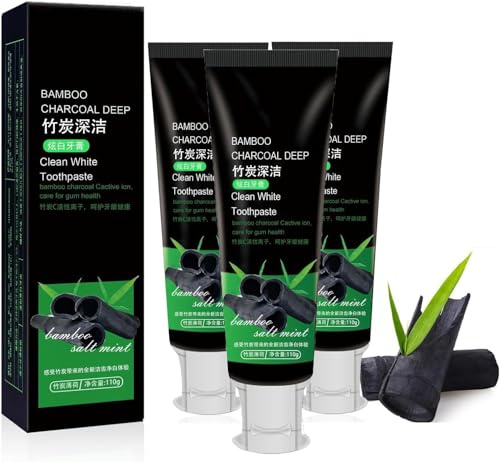 Charcoal Natural Whitening Toothpaste, 2025 Bamboo Charcoal Deep Intensive Whitening Toothpaste, Toothpastes for White Teeth, Stain Removal Natural, Complete Care (3)