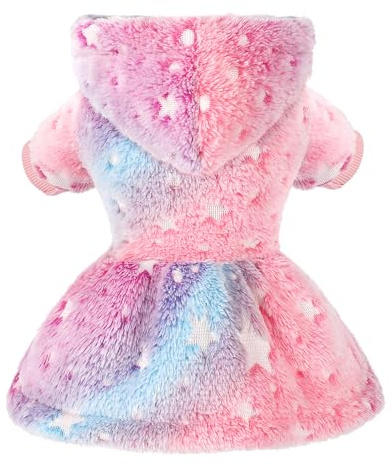 Dog Sweater Fleece Dog Hoodie Winter Puppy Clothes for Small Dogs Boy Girl Pet Cold Weather Doggie Coats Fall Doggy Sweatshirt for Chihuahua Yorkie Cat Sweater Costume (Rainbow Stars, X-Small)
