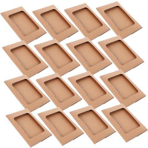 WEKAMOS 50stücke Kraftpapierboxen mit Sichtfenster für Grußkarten Aufbewahrungsschrank aus Kraftpapier Kartenorganizerbox mit Transparentem Fenster Schubladenboxen zur Aufbewahrung