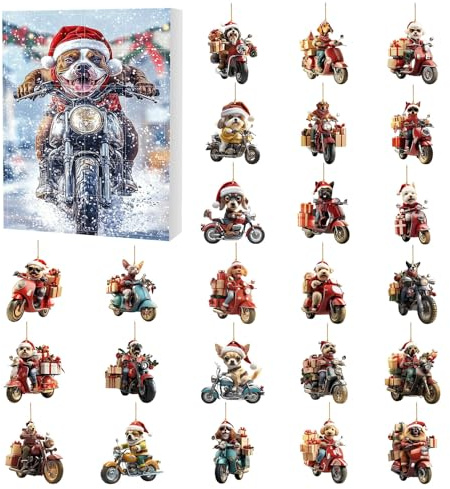Weihnachts-Adventskalender 2025 Kinder, Einzigartiger Adventskalender, 24 Tage Weihnachts-Countdown mit 2D flach hängenden Hundedekor, Geschenk für Hundeliebhaber