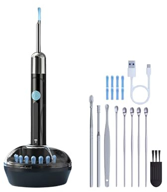 Ear Wax Removal Camera with Anti-Glare HD View, WiFi Otoscope with 6 LED Lights & Soft Silicone Tips for Clear Visual Cleaning at Home