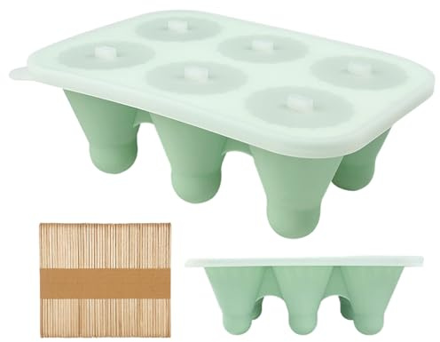 Eiscreme-Form, Badminton-Motiv, 6 Mulden, Silikon-Eisform mit Holzstäbchen – für Fondant, Karamell, Desserts, Brownie, Saft, Kuchen, Schokoladenmousse
