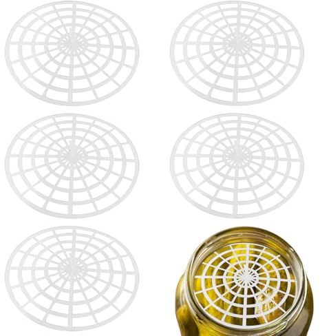 Lguaquanx 5 Stück Fermentiergitter Kunststoff Ø 120mm Schnittbar, Jar Fermentation Gemüsepressset Fermentieren ohne Gewichte, Alternative zum Fermentiergewicht für to 82 Deckel, meisten Deckel