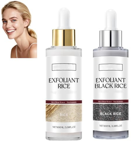 Black & White Rice Exfoliating Sets, Sanftes Peeling mit Salicylsäure & Niacinamid zur Porenminimierung, Aufhellung & Tiefenreinigung(100ml / Weiß + 100ml / Schwarz) (1SETS)