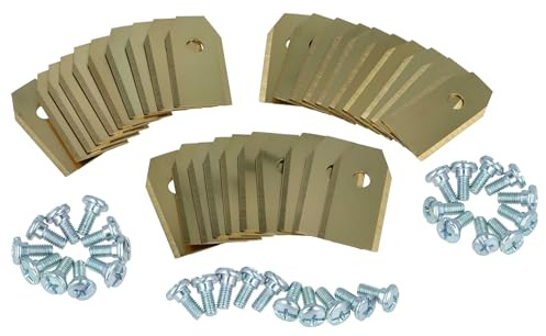 vhbw 30x Ersatz-Messer kompatibel mit Husqvarna 210, 220AC, 230ACX, 105, 260ACX Rasenmäher - Ersatzklinge Silber Gold, Titan-Apatit