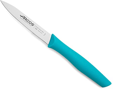 ARCOS Cuchillo Mondador de 4 Pulgadas con Hoja de 100mm en Acero Inoxidable y Mango de Polipropileno. Cuchillos de Cocina para Pelar Apto para Lavavajillas. Serie Nova. Color Turquesa