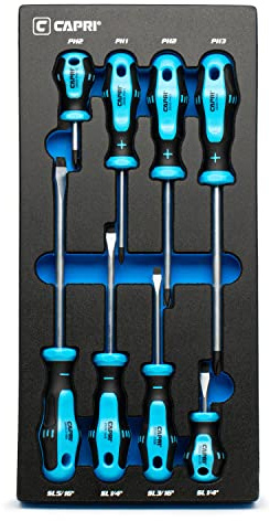 Capri Tools 25000-SS8KMT Kontour Screwdriver Set, 8-Piece with The Mechanics Tray