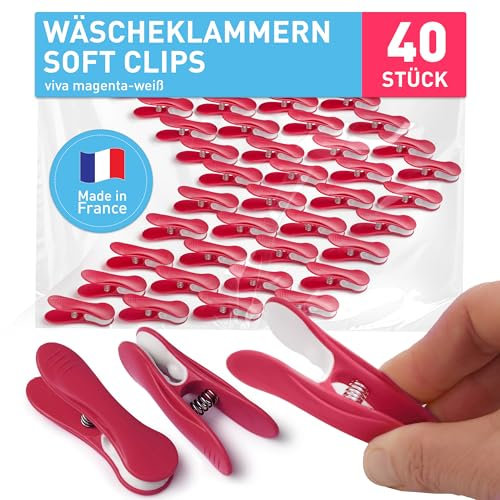 culiclean Wäscheklammern ohne Abdruck stabil in Blume Design 40x Wäscheklammer Classic Green weiß, robuste Kluppen Soft Grip Clip Clothes Pegs UV beständig Klammern zum Aufhängen von Wäsche, Socken