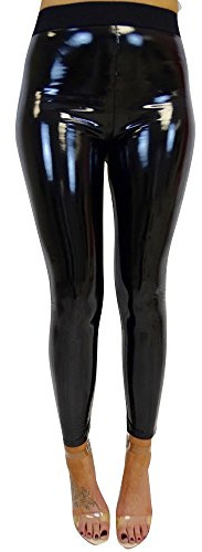 Ansenesna Hose Damen Lederoptik Schwarz Lack Leder Stretch SkinnyJeggins Mit Gummibund Frauen Gummizug High Waist Freizeithosen Eng Lang Hoher Bund Elegant Leggings (XXXL, Schwarz)