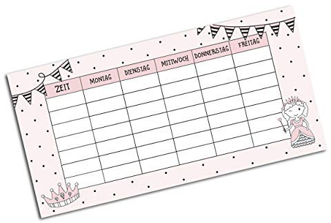 Nastami 5 x Stundenplan für Federmäppchen Prinzessin Stundenplan für Schulranzen beidseitig Bedruckt Schulanfang Geschenk (Prinzessin)