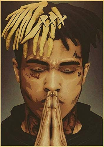 yiyitop Rapper Hip Pop Sänger Xxxtentacion Vintage Poster Wandaufkleber Für Raumdekoration Gedruckte Kunst Retro Gemälde 58 * 80cm (Kein Rahmen)