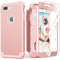 IDweel for iPhone 8 Plus Case,for iPhone 7 Plus Case with Screen Protector, 3 in 1 Shockproof Hybrid Heavy Duty Protection Hard PC Cover Soft Silicone Bumper Full Body Sturdy Cover, Rose Gold