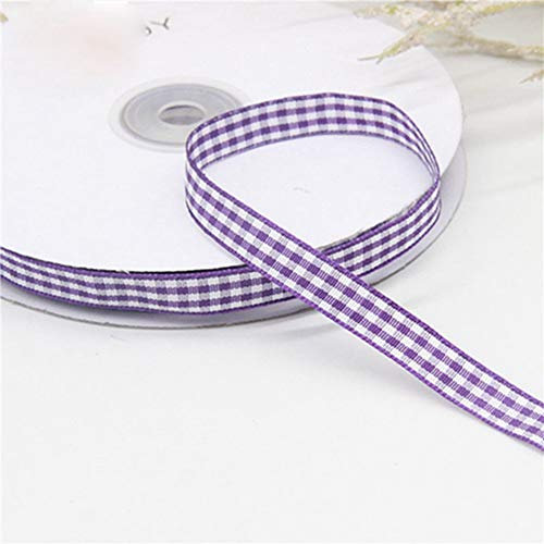 Egurs Kariertes Band 50 Yard 10mm Geschenkband Schleifenband Vichy Dekoband Stoffband Bastelband für Hochzeit Taufe Geburtstags Party Geschenk Verpackung Weihnachten Deko lila