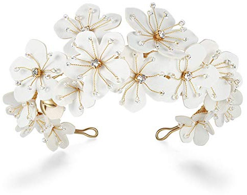 HONEY BEAR Damen Brautschmuck Haarreife Stirnbänder für Frauen Hochzeit,Simulierte Perlen Haarschmuck, Beige,MEHRWEG