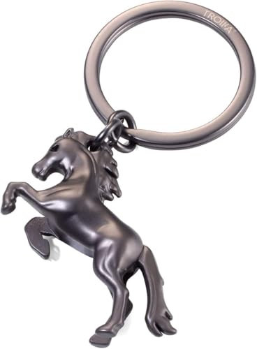 TROIKA Wild Horse Schlüsselanhänger im Pferde-Motiv aus Metallguss in der Farbe Schwarz-Matt, für Liebhaber von schnellen Autos (Mustang) und Pferden, KR21-02/GM Gunmetal