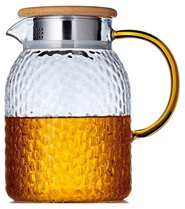 Teekannen Glas ungeheftetes Tee-Glas Sets großen Kapazitäts-Startseite Glas Kessel Tee-Maschine Hohe Temperaturbeständigkeit Großer Hammer Muster Blume gro