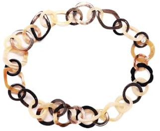 Mahafaly Horn Gliederkette Rivo2 poliert Fixlänge 90 cm, echt Rinderhorn Naturmaterial unikate Handarbeit plastikfrei Nicht allergen metallfrei Fair Trade Öko Schmuck nachhaltig Vintage Stil