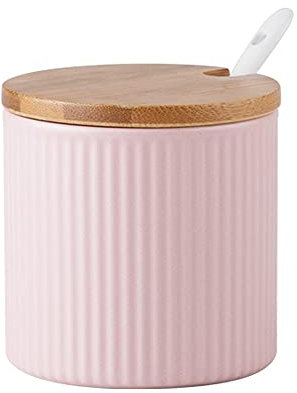 OnePine 300ml/10.56 oz Azucarero, azucarero de cerámica con tapa y azúcar cuchara, diseño clasico, perfecto para el hogar y la cocina